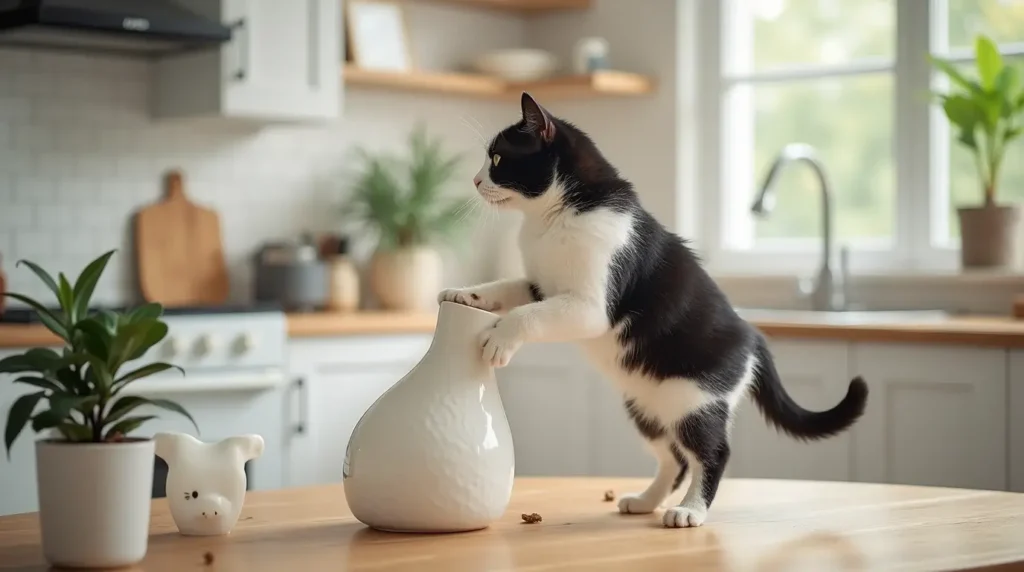 Gray cat slow-blinking at its owner during a gentle petting session